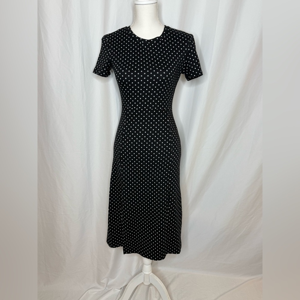 Zara Black and White Polka Dot Midi Dress